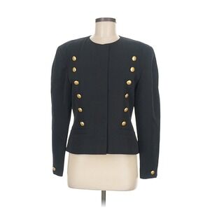 Mondi Vintage Wool Blend Military Blazer Black 38 US 6 Luxury Jacket Classic Y2K